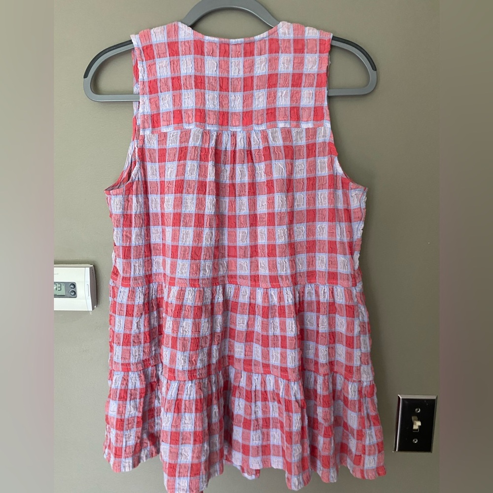 ANTHROPOLOGIE x PILCRO Red Neve Tiered Gingham Plaid Tank Size S - Picture 3 of 6